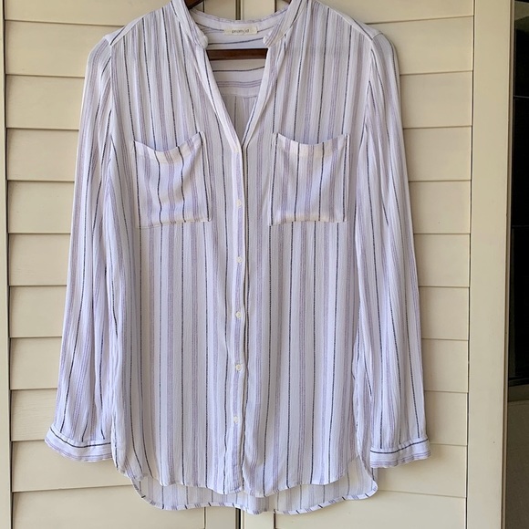 Promod blue-striped Button down. Great condition & comfortable stretchy material - Picture 1 of 4